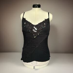 Vintage Unparalleled Collection Camisole M Whimsigoth Fairycore Beaded Shell Y2K